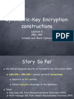 Symmetric-Key Encryption: Constructions: PRG, PRF Stream and Block Ciphers
