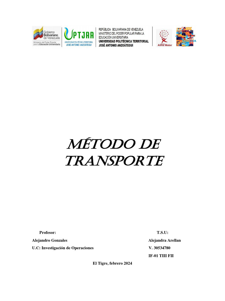 Método de Transporte en Operaciones | PDF | Transporte | Programación ...