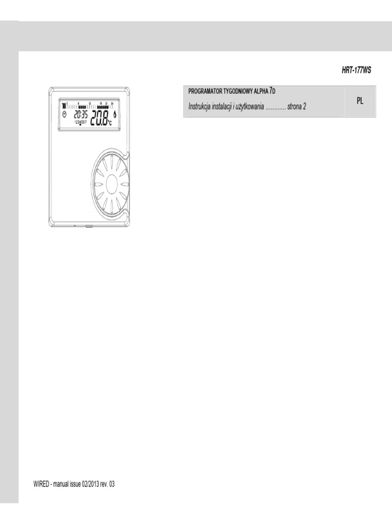 programator-tygodniowy-przewodowy-ALPHA-7D-instrukcja-ost2 | PDF