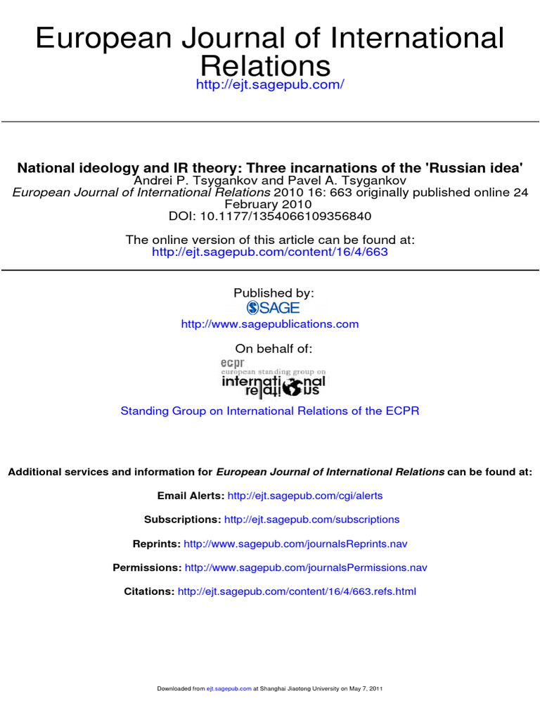 National Ideology and IR Theory Three in | PDF | International ...