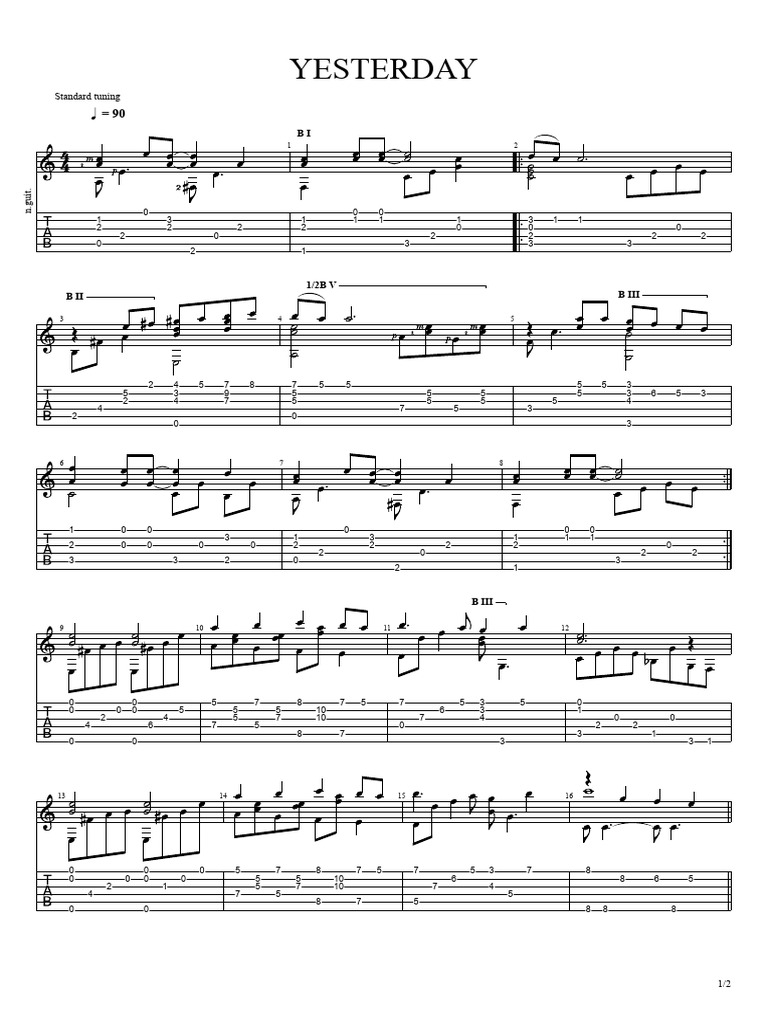 Yesterdays Guitar Fingerpicking PDF Guitar Family Instruments