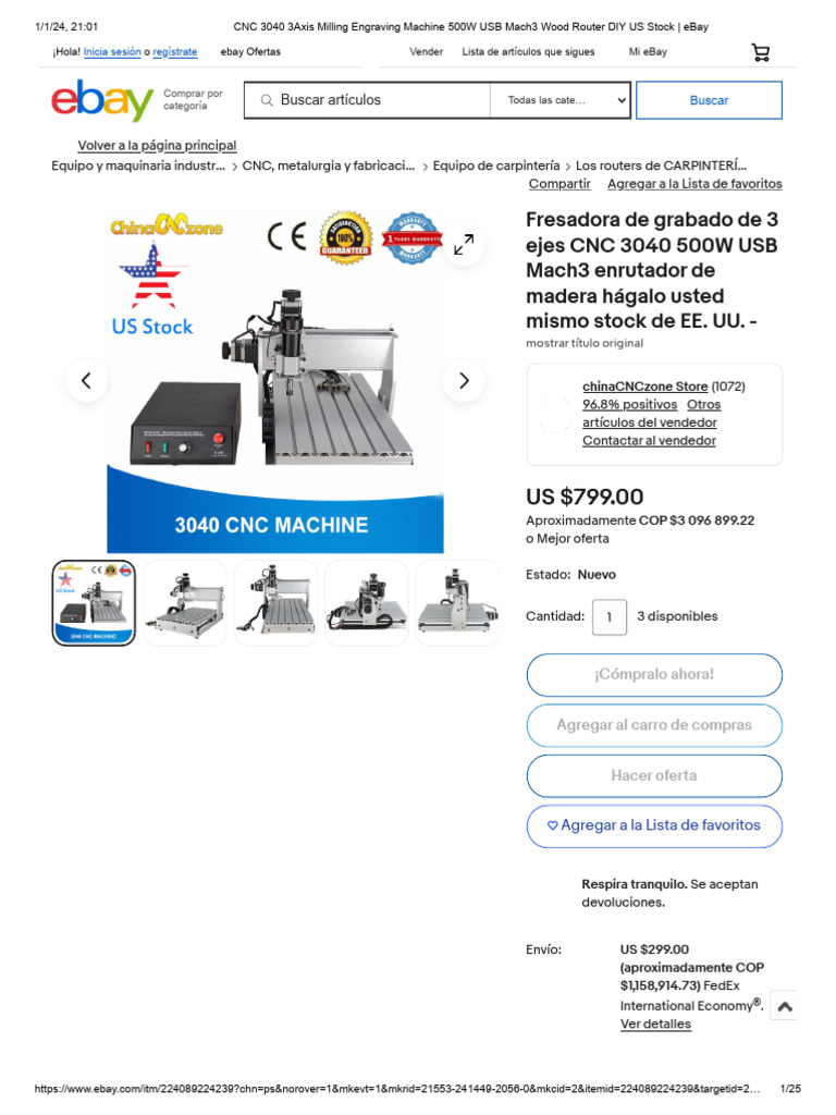 Cnc 3040 3axis Milling Engraving Machine 500w Usb Mach3 Wood Router Diy