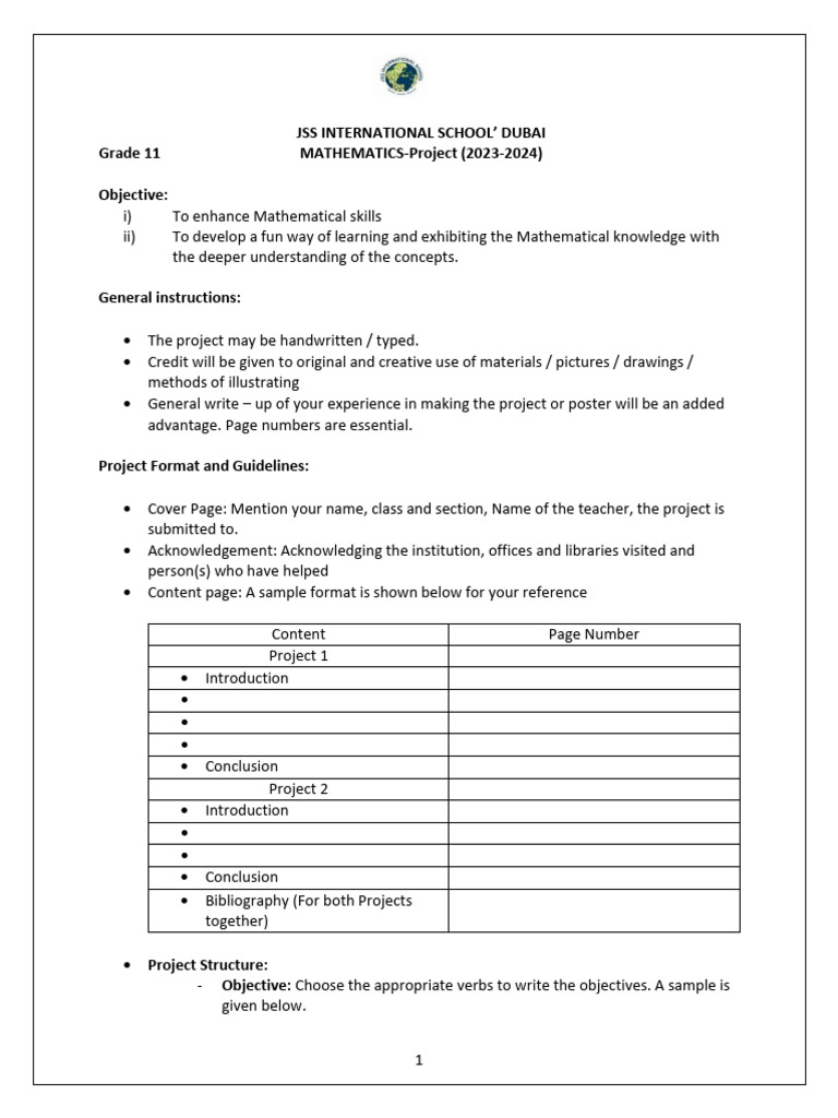 Grade 11 Mathematics Project Guidelines | PDF | Art
