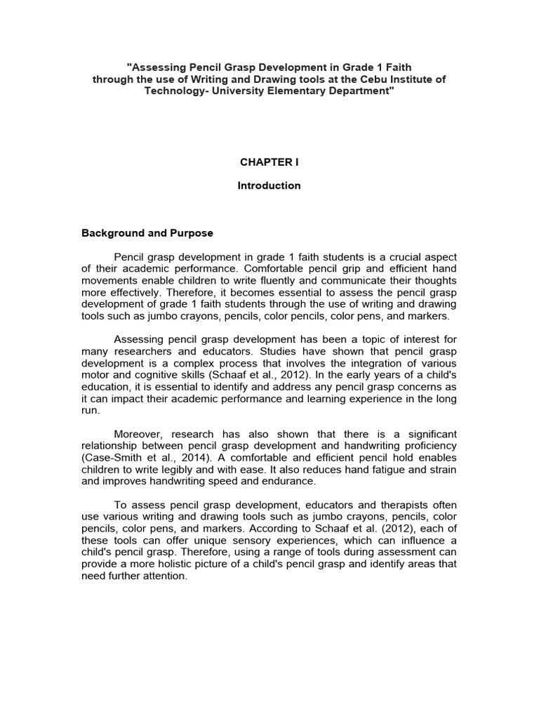 Assessing Pencil Grasp Development in Grade 1 Faith | PDF | Teachers ...