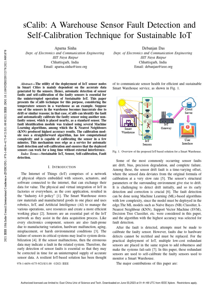 Scalib a warehouse sensor fault detection and self calibration