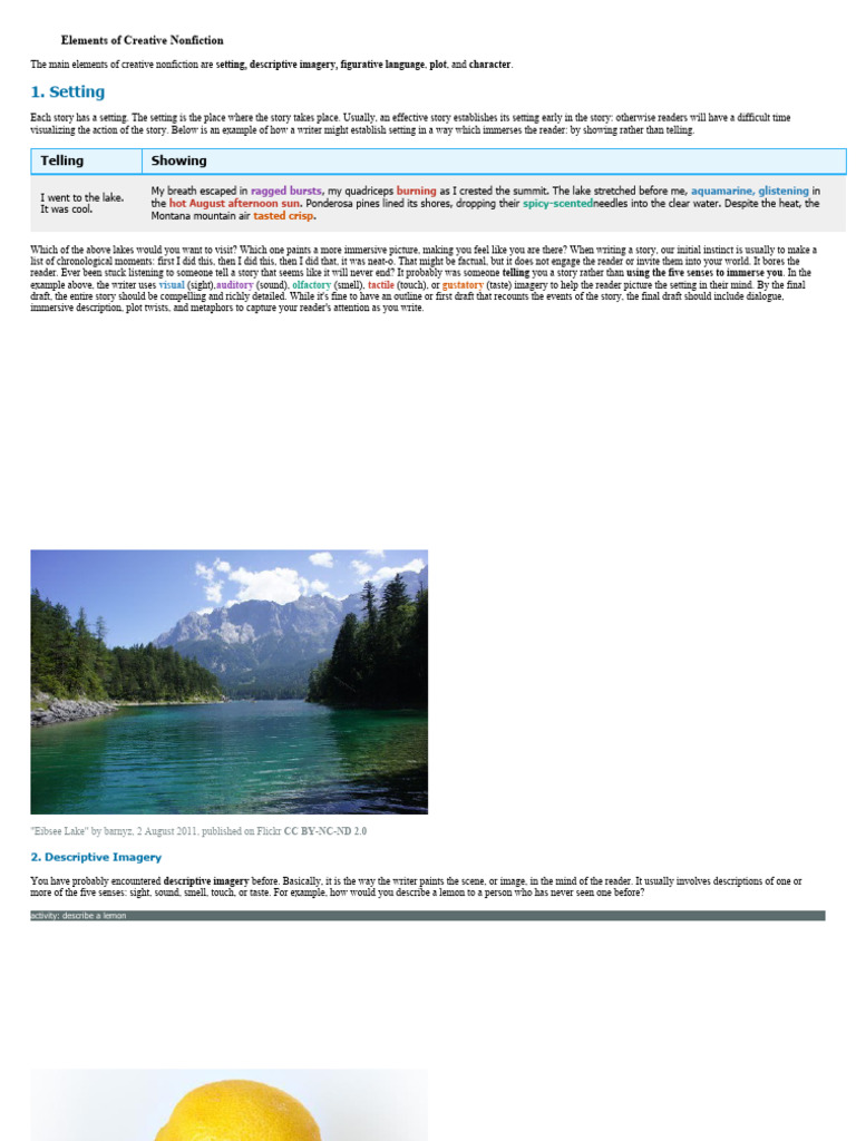 Elements Of Creative Nonfiction Pdf Narration Narrative