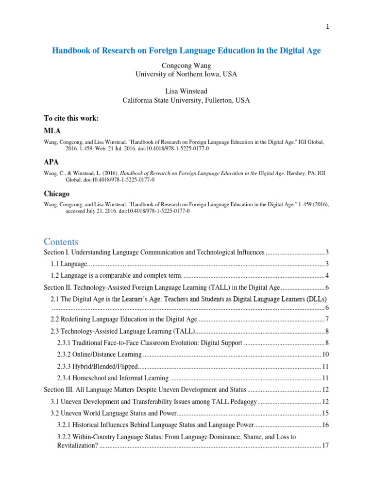 2016-Handbook of Research On Foreign Language Education in The Digital ...