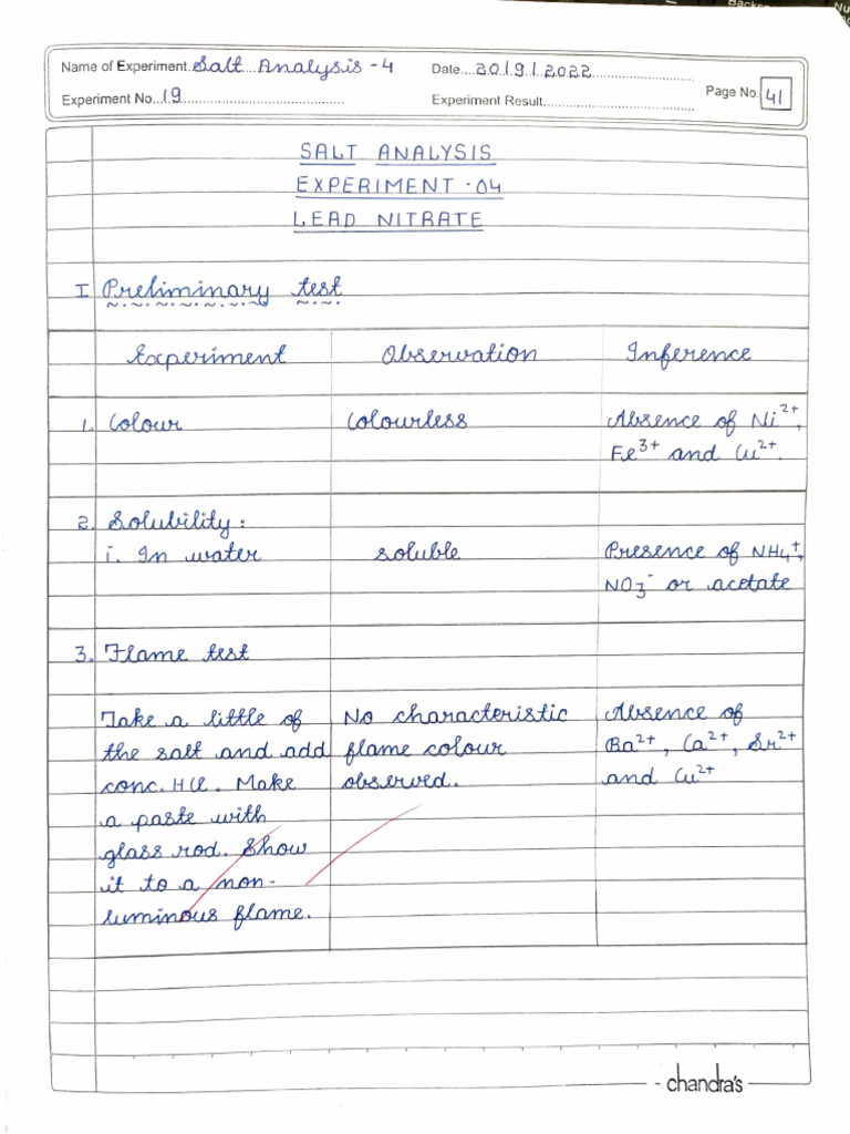 Salt Analysis Practical Guide | PDF | Chemical Compounds | Chemistry