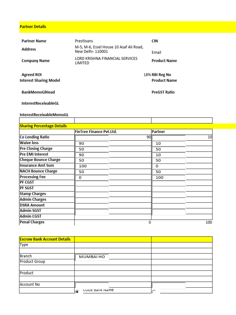 Co Lending Template Prestloan Pdf