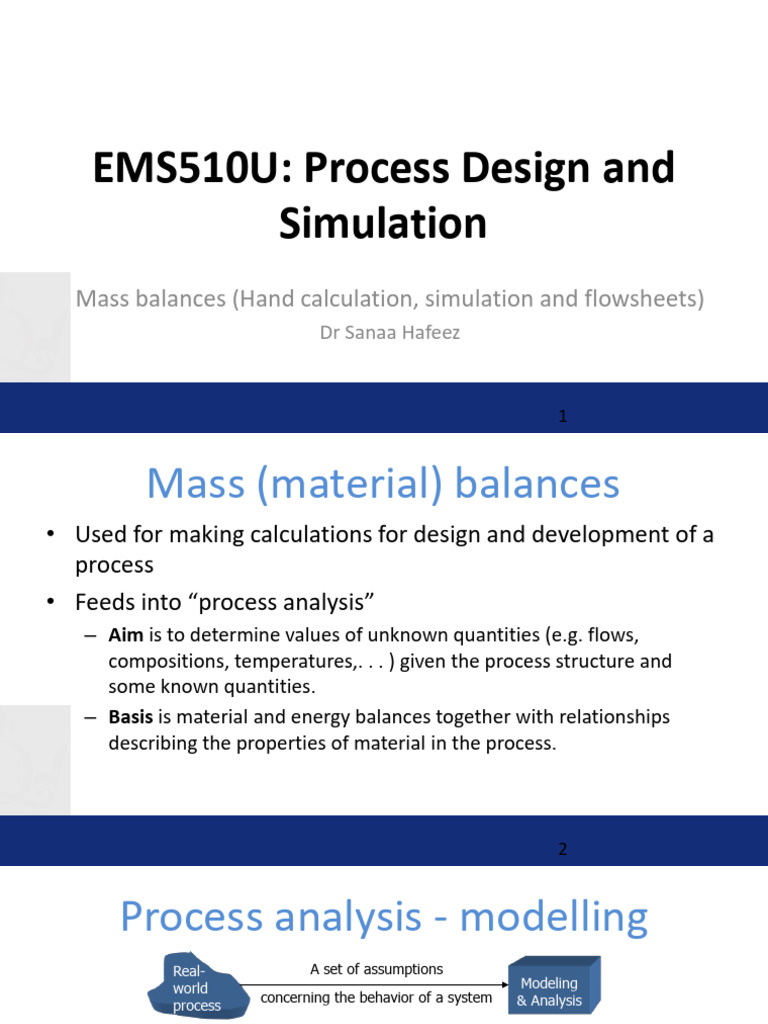 Mass Balances Hand Calculation Simulation And Flowsheets Pdf