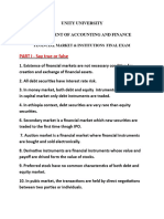 Financial Market Final Questions