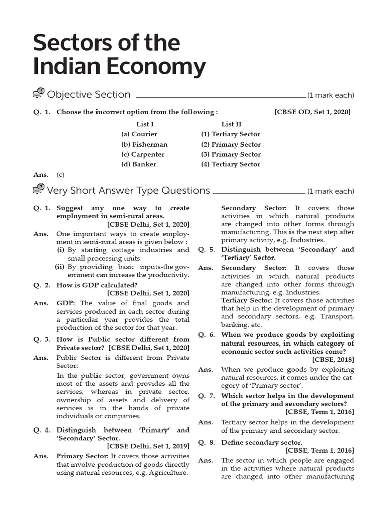 Sectors in Indian Economy 1 | PDF | Employment | Gross Domestic Product