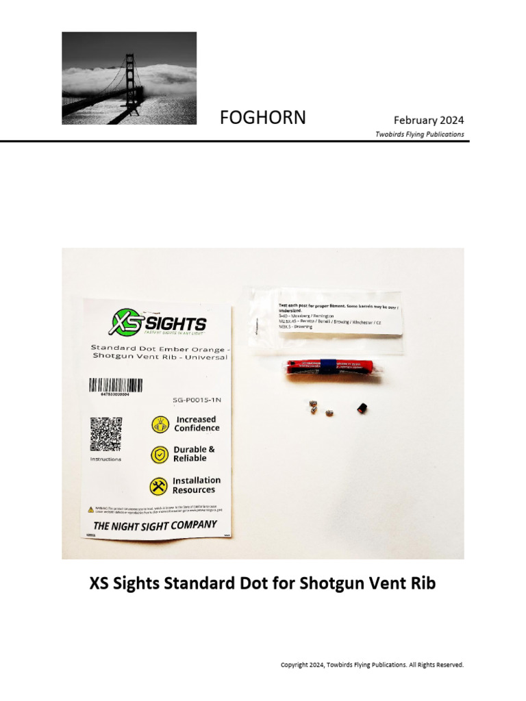 XS Sights Standard Dot For Ventilated Rib Shotguns | PDF | Shotgun | Tools