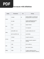 Heteronyms With Definitions