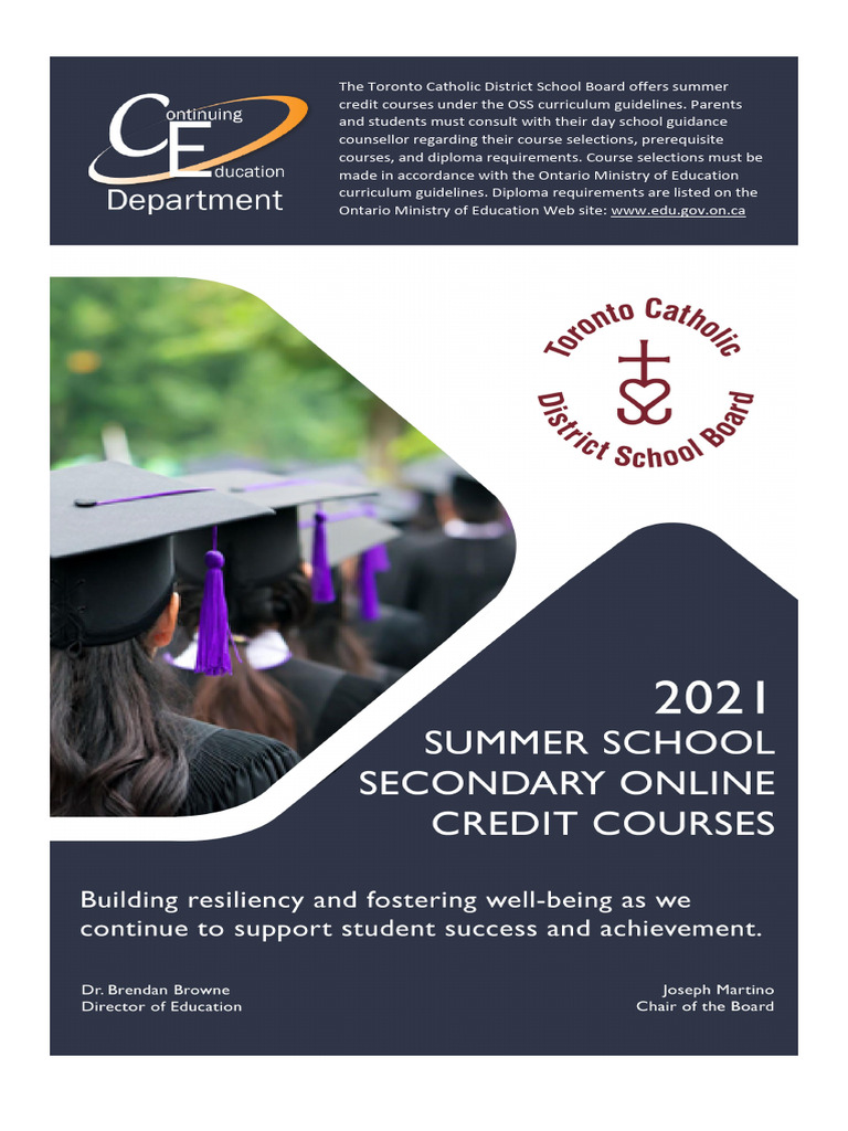 TCDSB Summer Credit Courses 2021 | PDF | Educational Technology