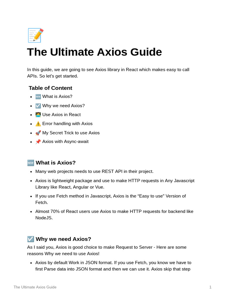 Axios Guide for React Users | PDF | Json | Computer Engineering