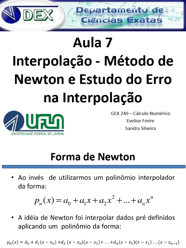 Aula7_Interpolação e Erro_Interpolação | PDF | Análise numérica ...