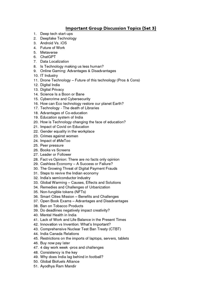 Key Discussion Topics in Technology | PDF | Computers | Technology ...