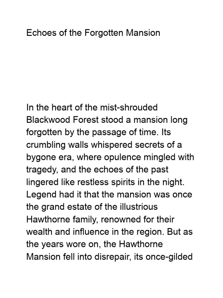 Journey Through Forgotten Echoes | PDF | Mystery, Thriller & Crime ...