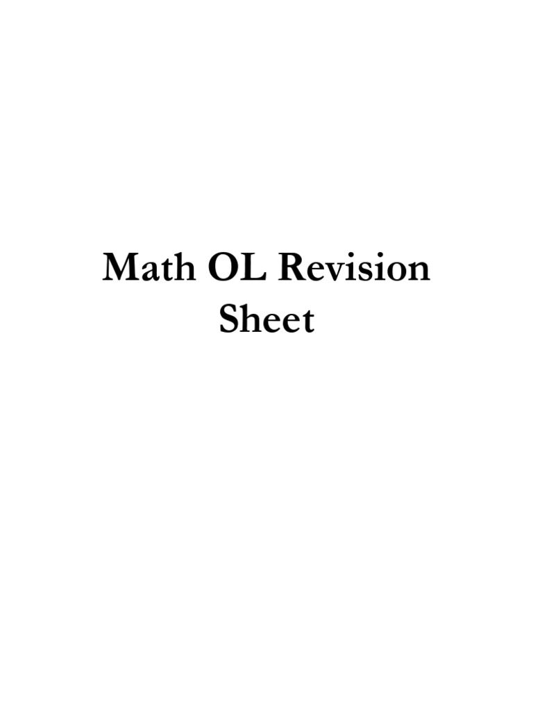 Math OL Revision Sheet NEWn | PDF