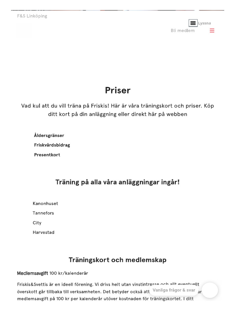 Friskis Och Svettis Priser | PDF