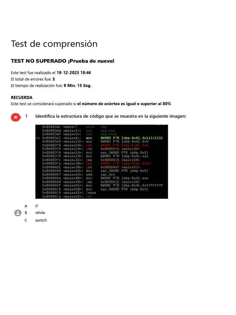 Resultados del Test de Comprensión de Código | PDF | Informática