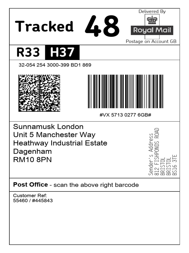 Order 55460 Return Label | PDF