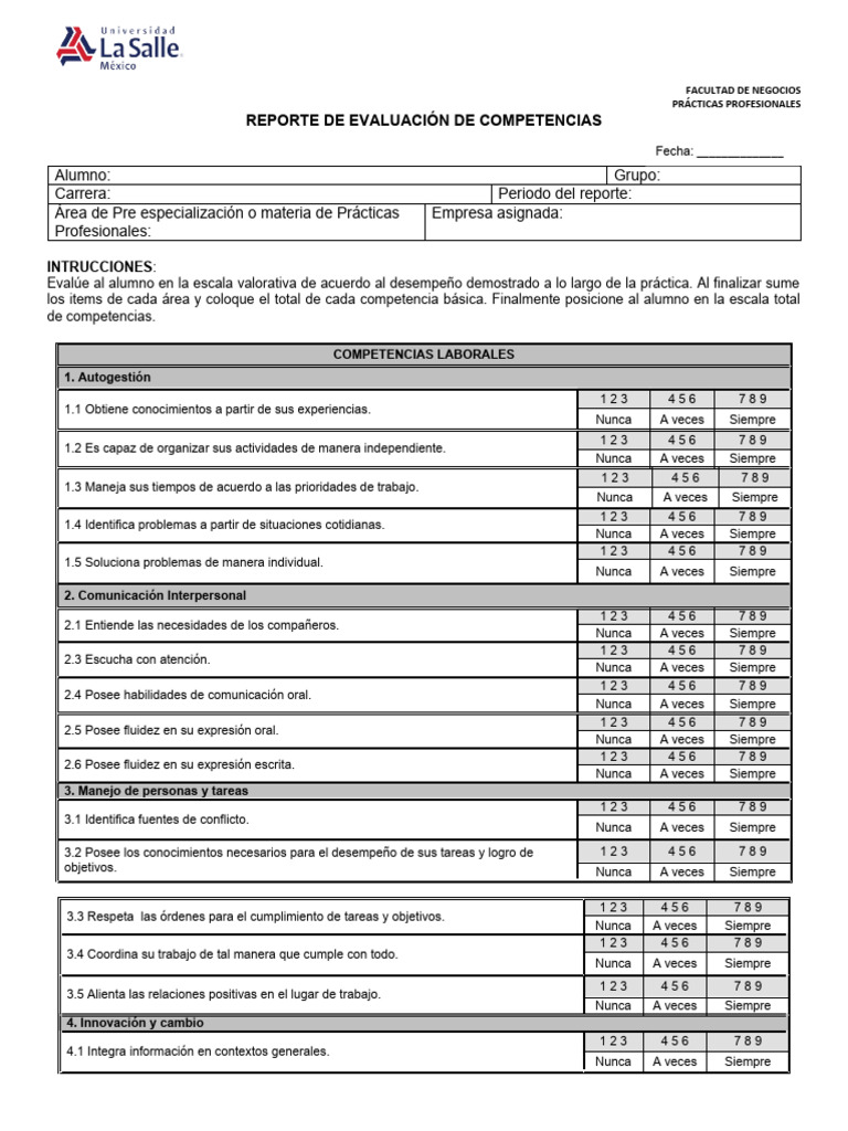 Evaluación de Competencias Laborales | PDF