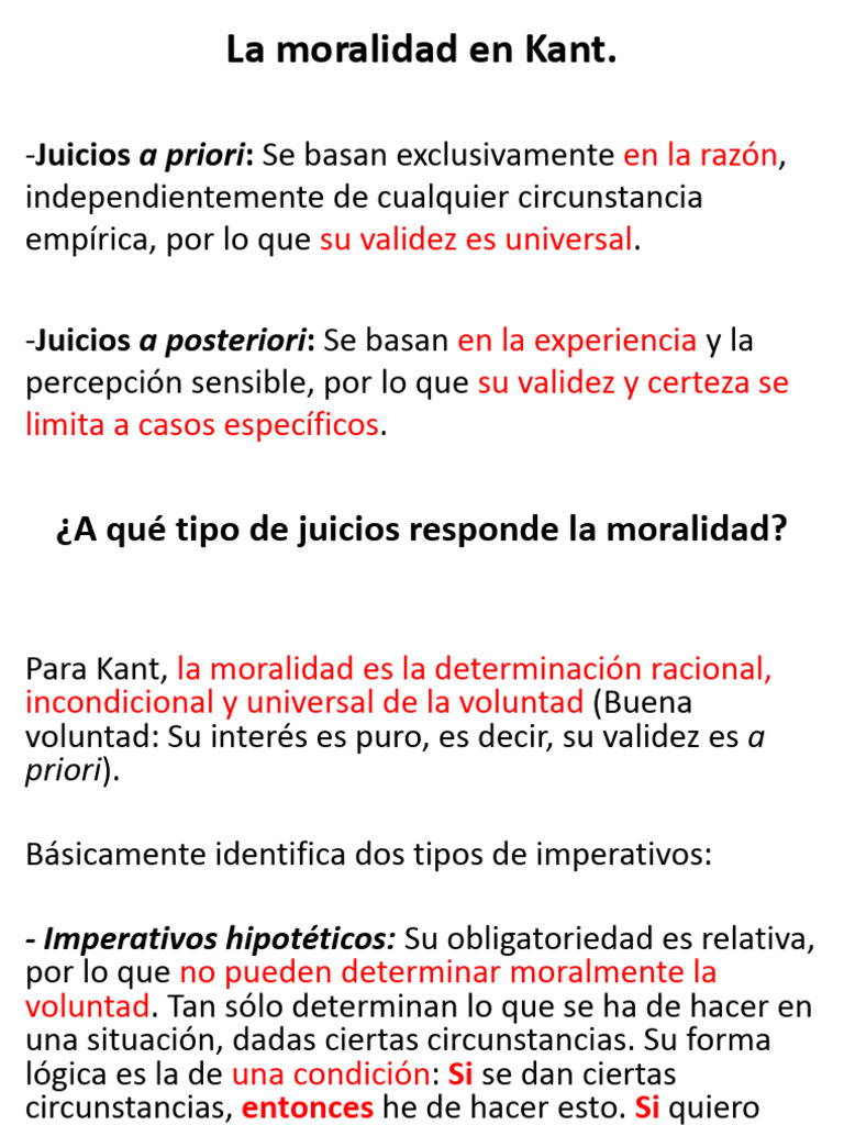 Imperativo Categórico en la Moral Kantiana | PDF | Immanuel Kant | A ...
