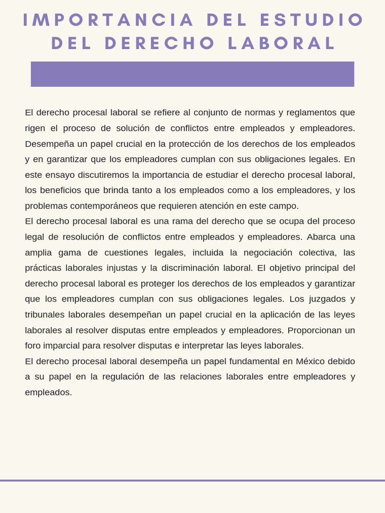 Importancia del Derecho Procesal Laboral | PDF | Derecho laboral | Ley ...