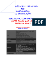 Placa Mãe DDR3 1155 H61H2 Eup 2013
