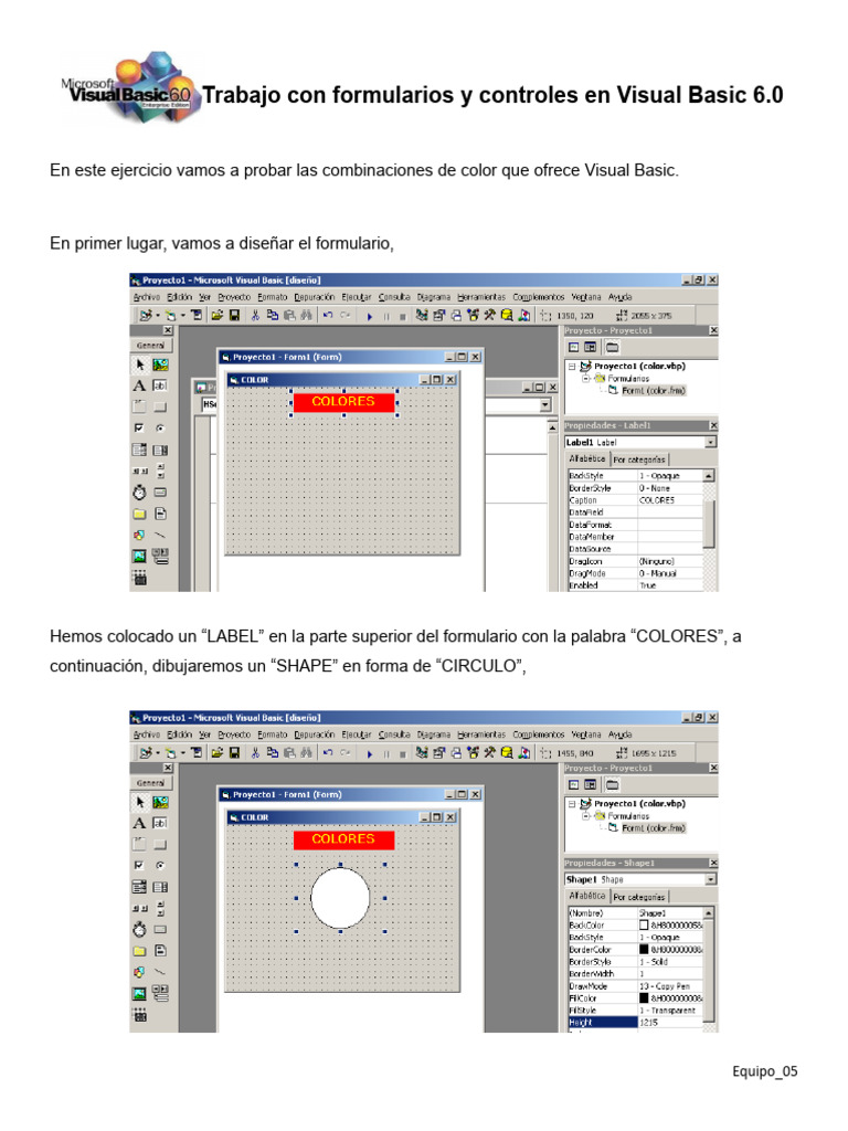 Colores en Formularios de Visual Basic 6.0 | PDF