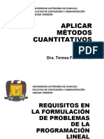 CHL03. Requisitos en La Formulacion de Problemas de PL