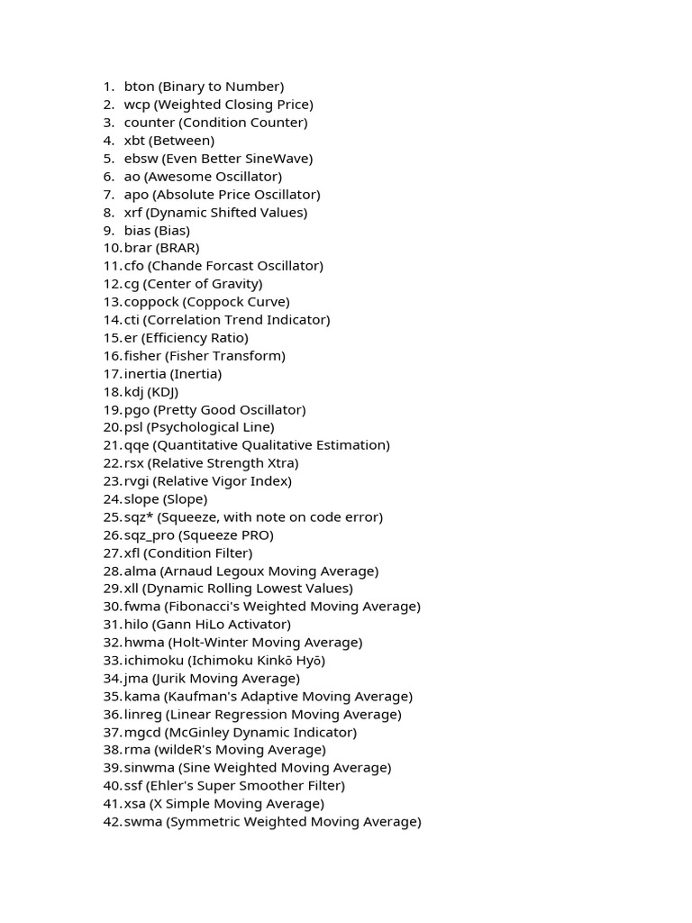 Key Trading Indicators Overview | PDF | Moving Average | Technical Analysis