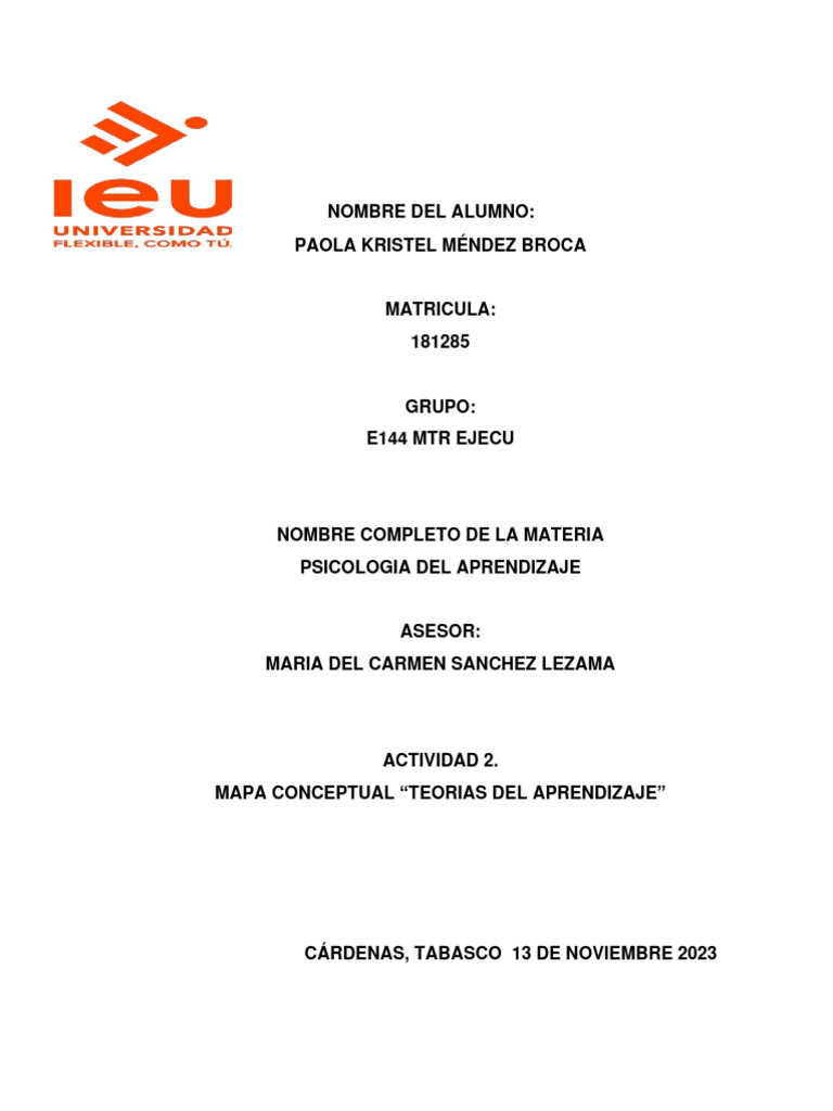 Mapa Conceptual de Teorías del Aprendizaje | PDF | Teoría del ...