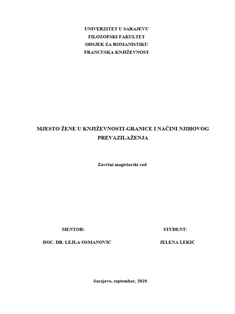 HTTPSWWW - Ff.unsa - Bafileszavdipl19 20romJelena-Lekic PDF | PDF