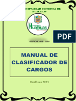 MANUAL CLASIFICADOR DE CARGOS (MCC) 2023 Hualhuas Version Final de Reunion 290823 Se Cambia Cargos Confianza