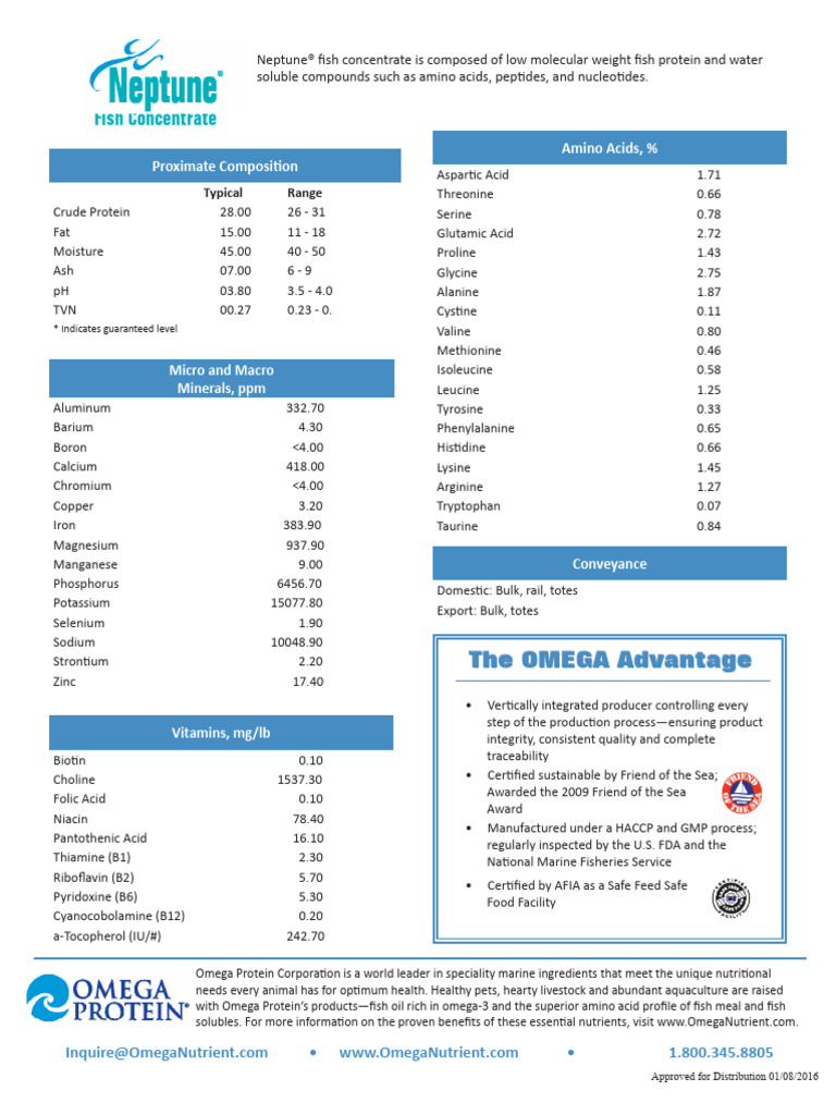 Neptune Fish Protein Composition | PDF | Amino Acid | Biomolecules