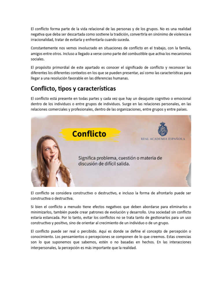 Tipos y Resolución de Conflictos Sociales | PDF | Conflicto (proceso ...