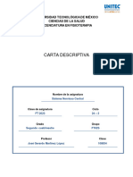 Carta Descriptiva: Universidad Tecnológica de México Ciencias de La Salud Licenciatura en Fisioterapia