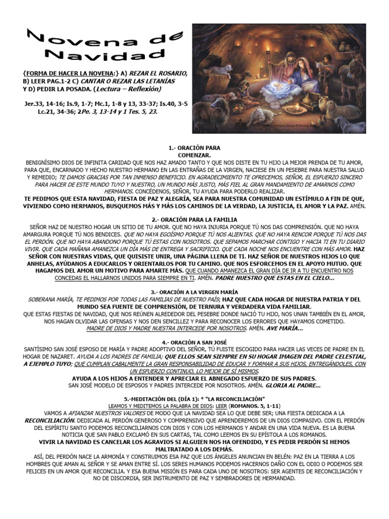 Guía de Oraciones para la Novena Navideña | PDF | Amor | María, madre ...