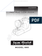Janome Jem Gold 660 Sewing Machine Instruction Manual