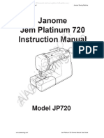 Janome Jem Platinum 720 Sewing Machine Instruction Manual