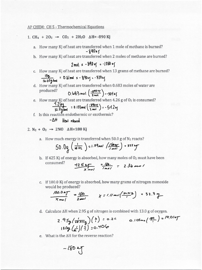 Thermochem Equations WS PDF