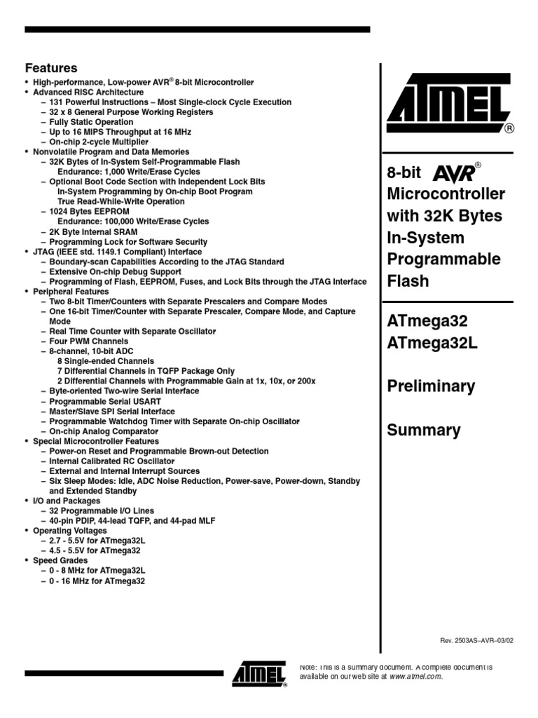 ATmega32 - L - Instruction Set - Summary | PDF | Microcontroller ...