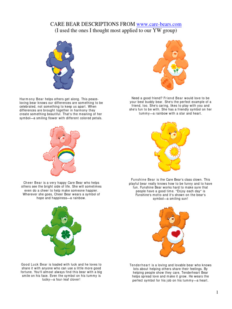 Care Bear Descriptions | PDF