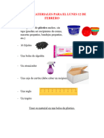 Lista de Materiales para El Lunes 12 de Febrero