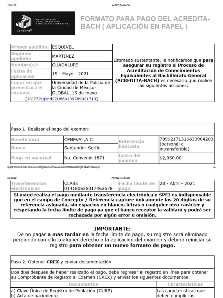 Instrucciones Pago ACREDITA-BACH 2021 | PDF | Finanzas y dinero