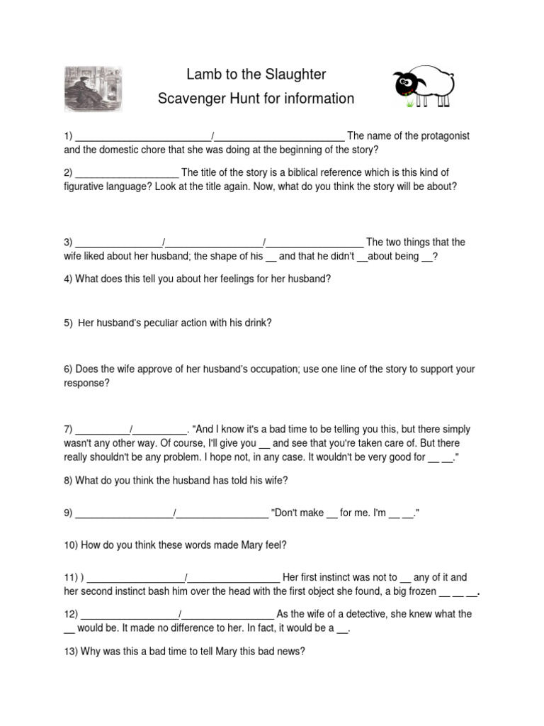 Lamb to the slaughter scavenger hunt pdf