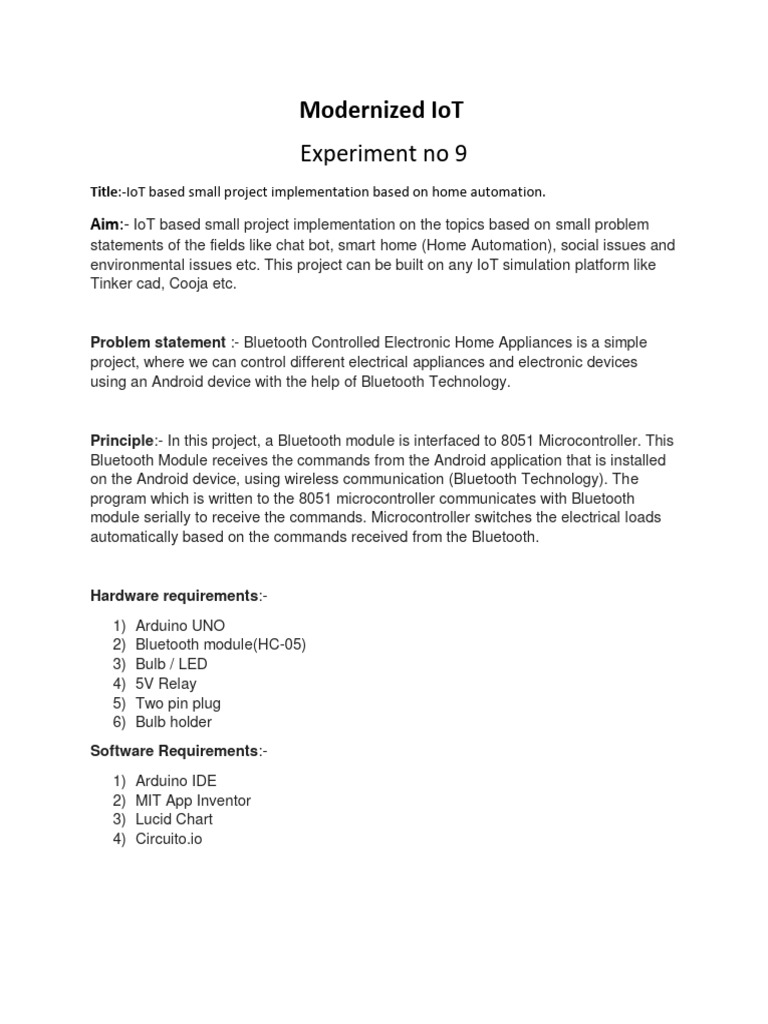 Experiment No 9 | PDF | Home Automation | Internet Of Things